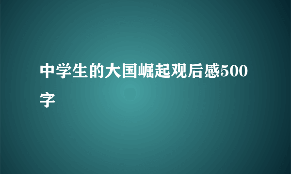 中学生的大国崛起观后感500字