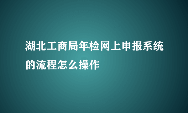 湖北工商局年检网上申报系统的流程怎么操作