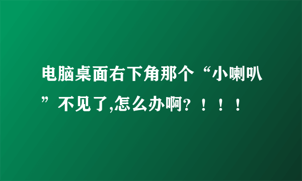 电脑桌面右下角那个“小喇叭”不见了,怎么办啊？！！！