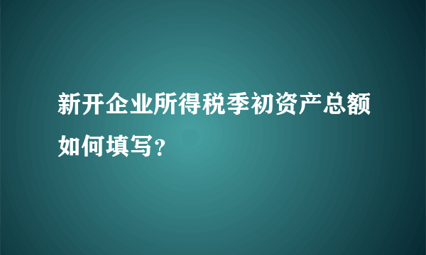 新开企业所得税季初资产总额如何填写？