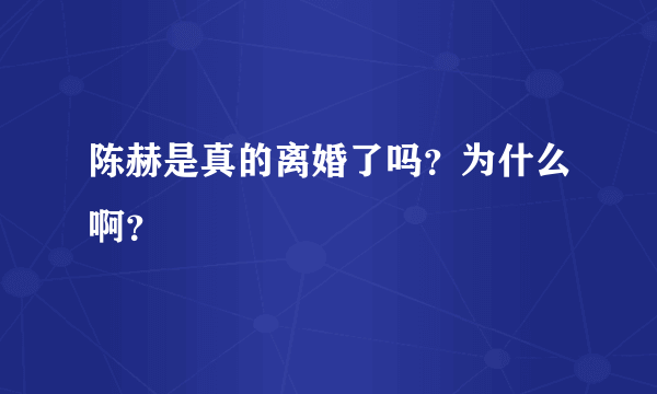 陈赫是真的离婚了吗？为什么啊？