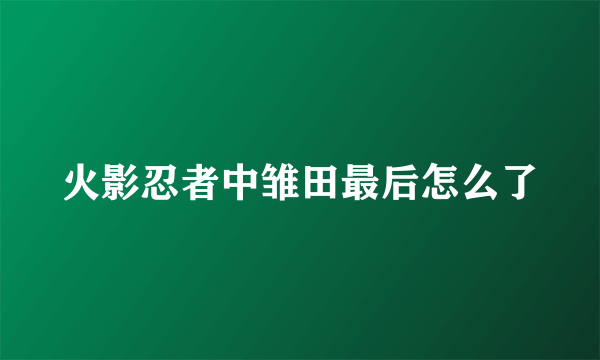 火影忍者中雏田最后怎么了