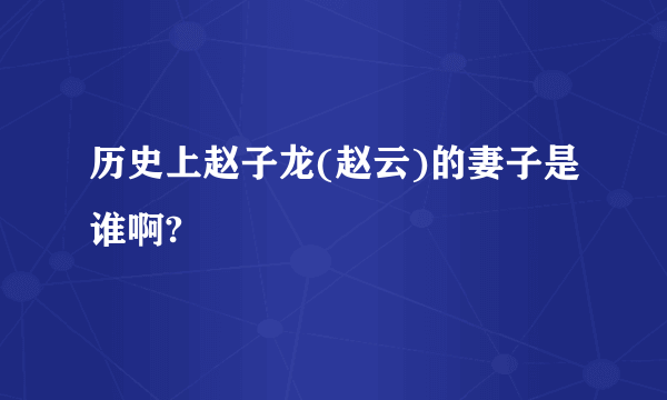 历史上赵子龙(赵云)的妻子是谁啊?