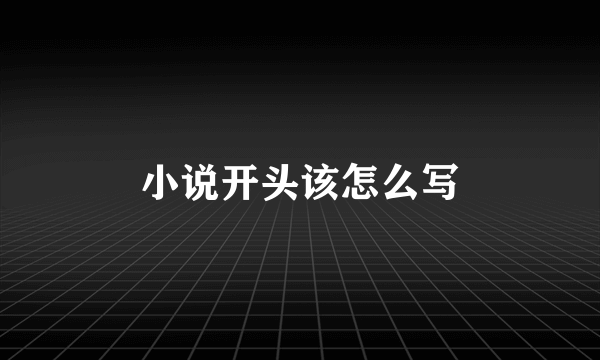 小说开头该怎么写