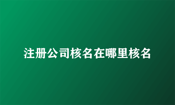 注册公司核名在哪里核名