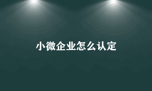 小微企业怎么认定