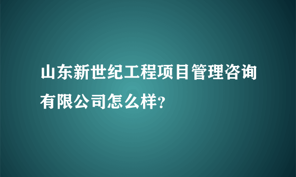 山东新世纪工程项目管理咨询有限公司怎么样？