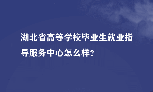湖北省高等学校毕业生就业指导服务中心怎么样？