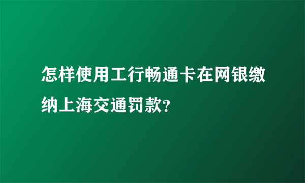 怎样使用工行畅通卡在网银缴纳上海交通罚款？