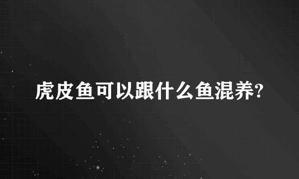 虎皮鱼可以跟什么鱼混养?