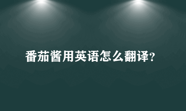 番茄酱用英语怎么翻译？