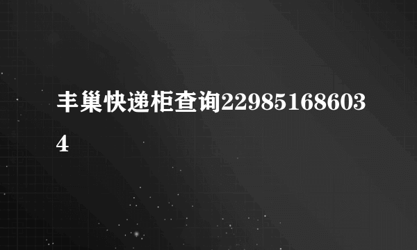 丰巢快递柜查询229851686034