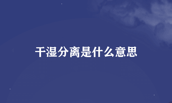 干湿分离是什么意思