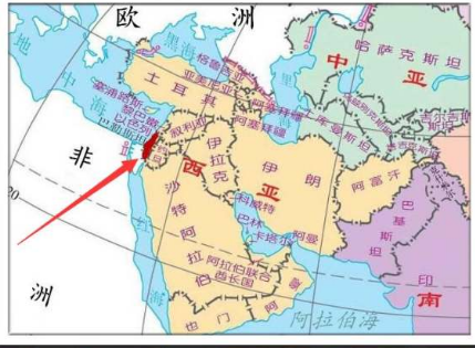 以色列在地图上的位置？