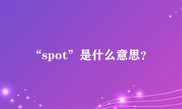 “spot”是什么意思？
