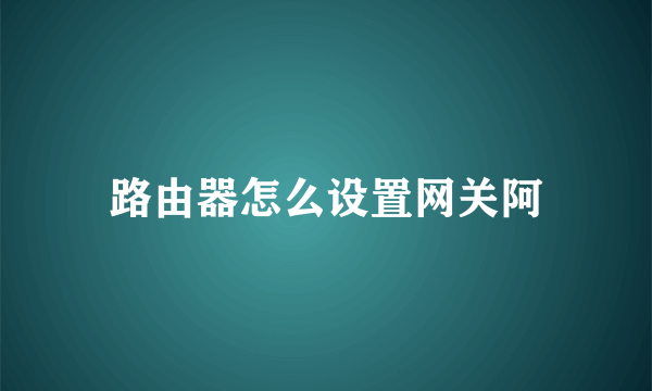 路由器怎么设置网关阿