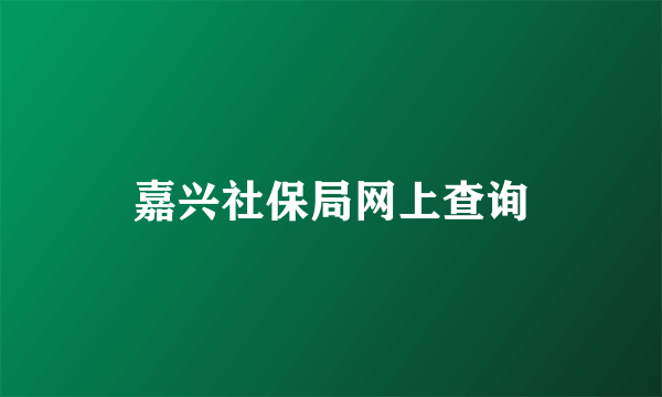 嘉兴社保局网上查询