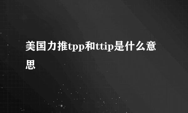 美国力推tpp和ttip是什么意思