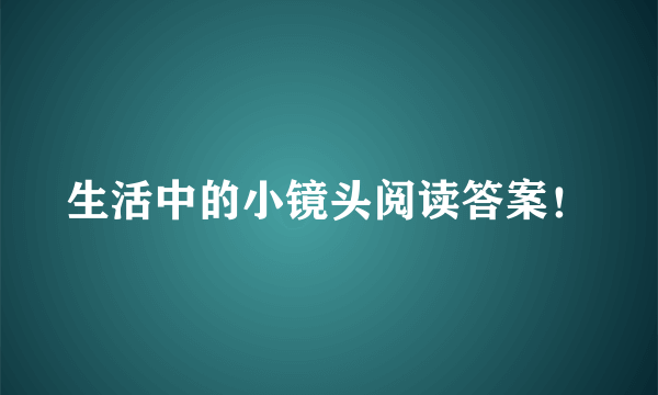 生活中的小镜头阅读答案！