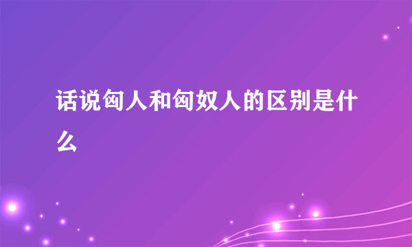 话说匈人和匈奴人的区别是什么