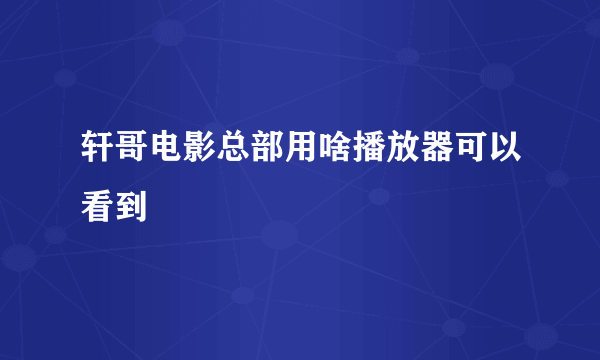 轩哥电影总部用啥播放器可以看到