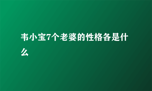 韦小宝7个老婆的性格各是什么