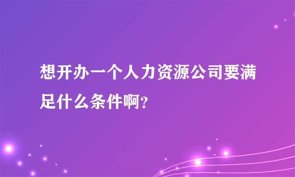 想开办一个人力资源公司要满足什么条件啊？