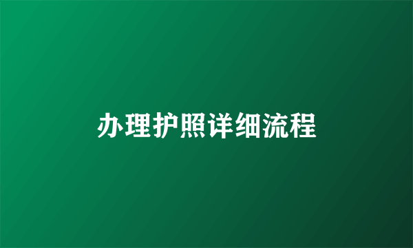 办理护照详细流程