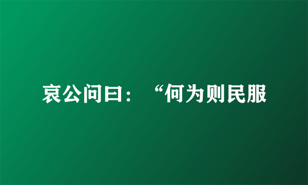 哀公问曰：“何为则民服