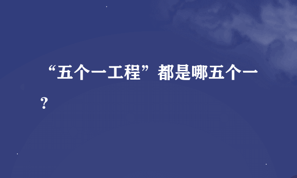 “五个一工程”都是哪五个一？