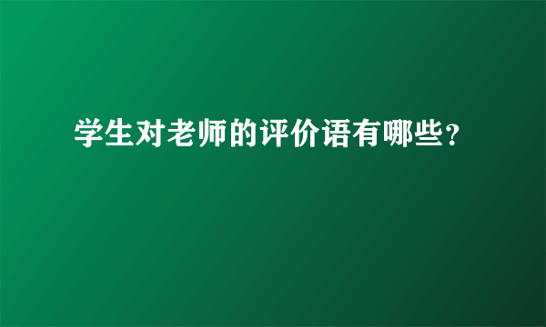 学生对老师的评价语有哪些？