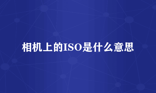 相机上的ISO是什么意思