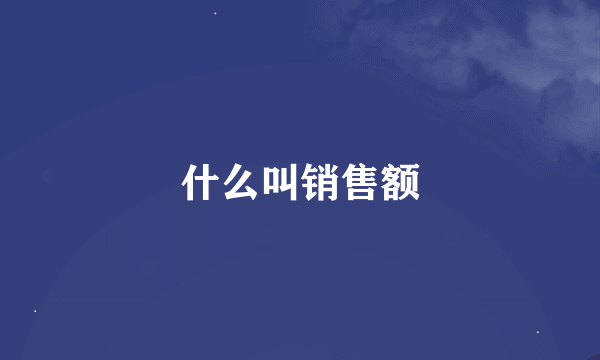 什么叫销售额
