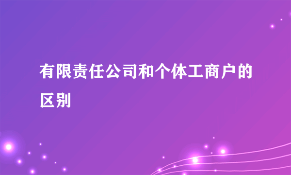 有限责任公司和个体工商户的区别