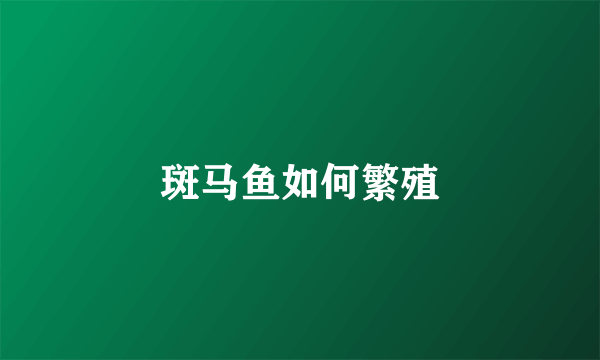 斑马鱼如何繁殖