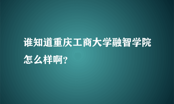 谁知道重庆工商大学融智学院怎么样啊？