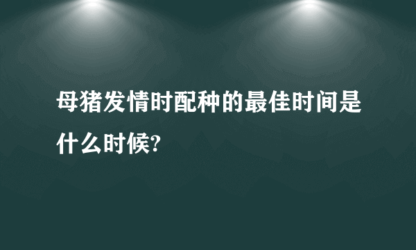 母猪发情时配种的最佳时间是什么时候?