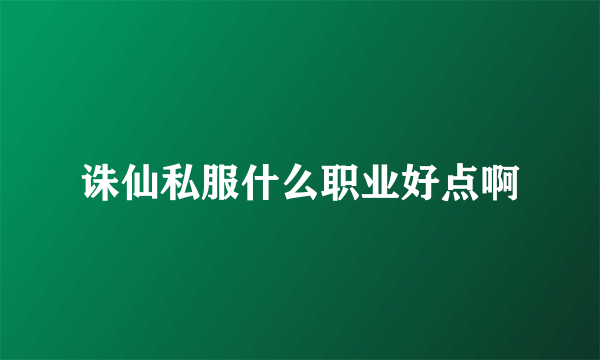 诛仙私服什么职业好点啊