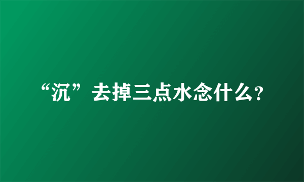 “沉”去掉三点水念什么？