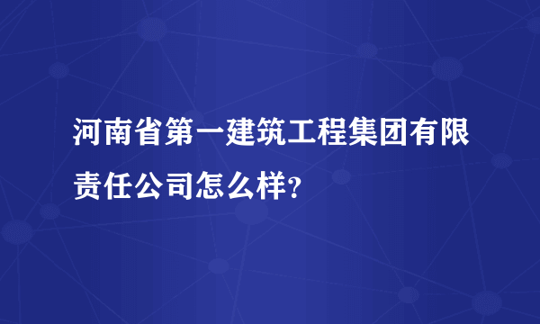 河南省第一建筑工程集团有限责任公司怎么样？