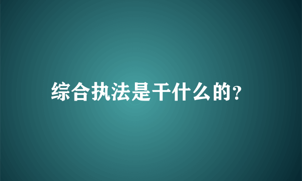 综合执法是干什么的？