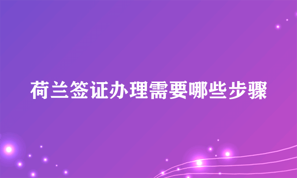 荷兰签证办理需要哪些步骤