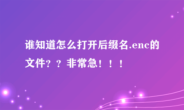 谁知道怎么打开后缀名.enc的文件？？非常急！！！