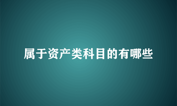 属于资产类科目的有哪些