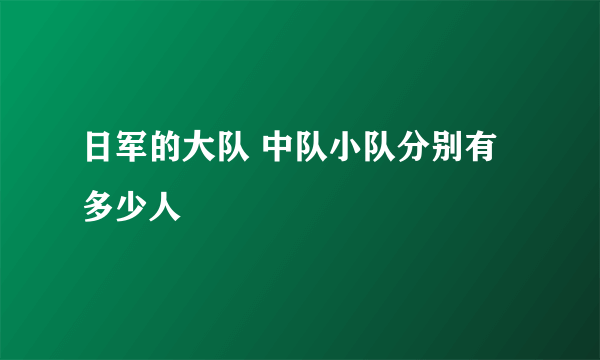 日军的大队 中队小队分别有多少人