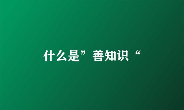 什么是”善知识“