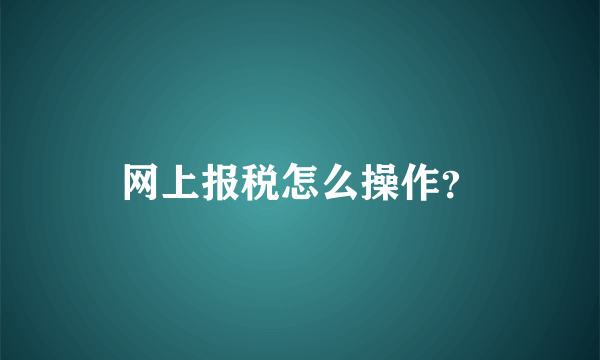 网上报税怎么操作？