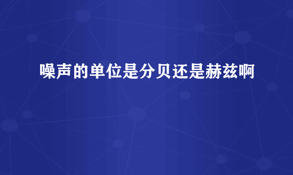 噪声的单位是分贝还是赫兹啊