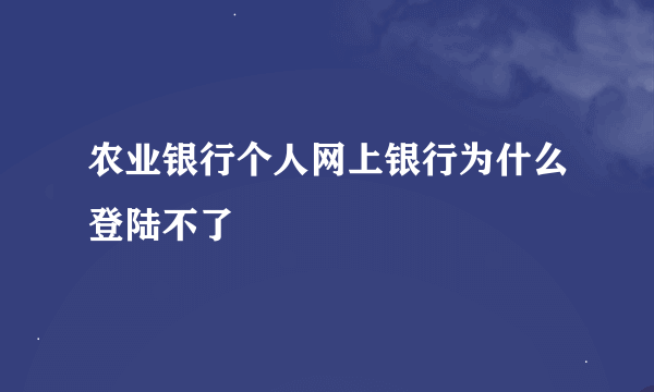 农业银行个人网上银行为什么登陆不了