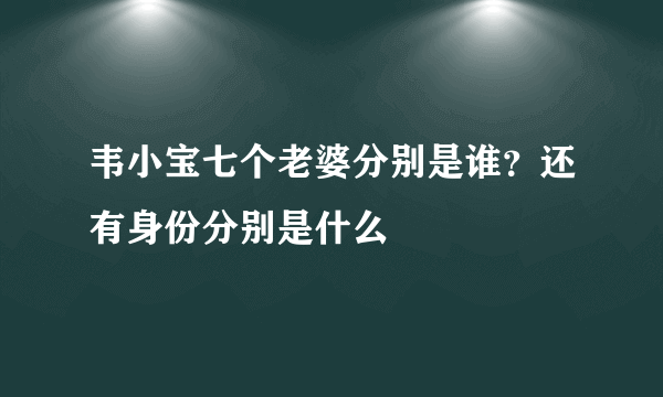 韦小宝七个老婆分别是谁？还有身份分别是什么